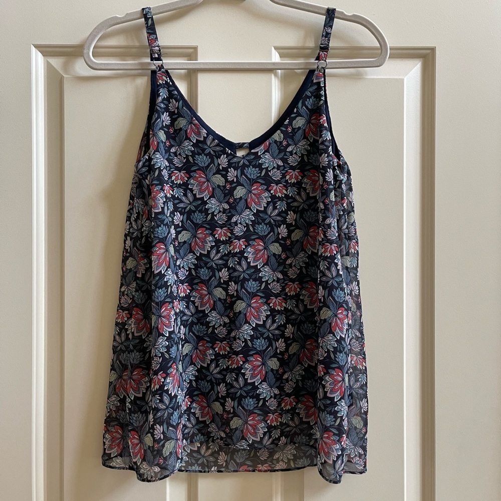 Cabi Flirt Cami Tank Top 5224 Floral Blue - M - Picture 6 of 10
